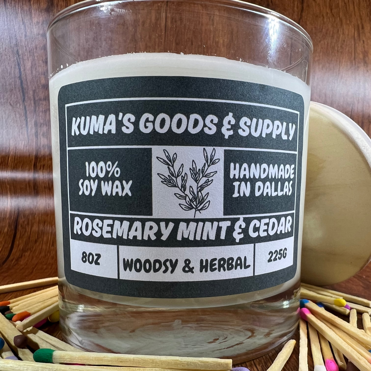 rosemary mint & cedar 8oz soy candle