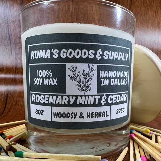rosemary mint & cedar 8oz soy candle