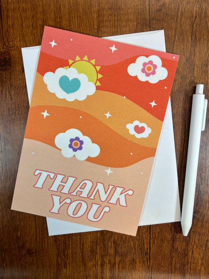 Retro Clouds Thank You Card