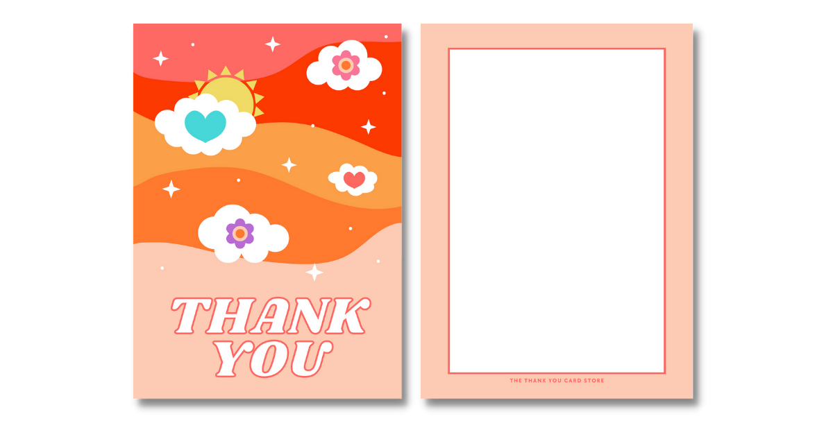 Retro Clouds Thank You Card